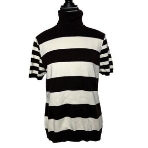 VTG Lauren Ralph Lauren Striped Turtleneck Top Old Money Quiet Luxury Preppy XL